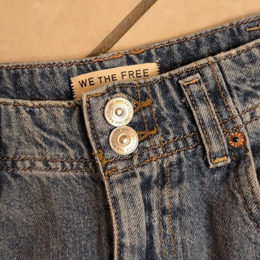 Free People Aster Straight Jeans Relaxed Fit Blue Denim Size 28